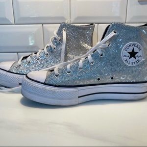 Sparkly hi top converse